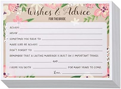 50 Pack Floral Wedding Advice Cards for Bride, Bridal Shower Games (5x7 In)