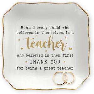 OASSIE Christmas Teacher Gifts for Women - 4"X4" Ceramic Jewelry Dish Tray - Christmas Birthday Thank You Teacher Appreciation Gifts for Women