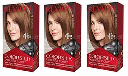 Revlon Colorsilk Permanent Hair Dye Light Golden Brown (54) - PACK OF 3