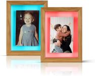 Friendship Lamp® Knotty Pine Wood Picture Frame Handmade in USA - Wi-Fi Touch Lamp LED Light for Long-Distance, Connection, Relationship, Friendship, Gift, Over 200 Colors, App Setup - Set of 2