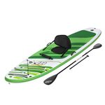 Hydro-Force SUP, Inflatable Stand Up Paddle Board, Complete Set with Kayak Conversion Kit 11.2ft