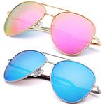 EYEGUARD 2 Pack Bifocal Reading Sunglasses for Women and Men UV400 Protection Classic Aviator Sun Readers 1.5