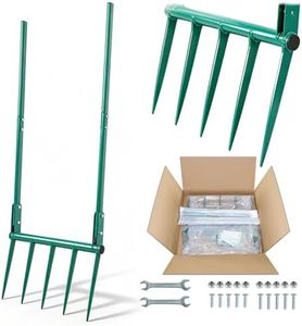 VVOKGO Broadfork Garden Tool with 11.8" Long Tines, 5-Tine Broad Fork for Gardening Heavy Duty, Unbreakable Garden Fork & Hand Tiller for Farm Digging, Crushing, Aerating Soil