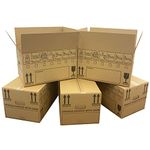 10 Strong Large Cardboard Storage Moving House Boxes with Room List 47cm x 32cm x 26cm