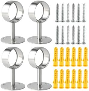 Alise Curtain Rod Holder Bracket 2''Dia,Closet Rod Holders Curtain Rod Ceiling Mount,Ceiling Mounted Curtain Rod Flange Brackets,Ceiling Curtain Rod Brackets for Bathroom,Stainless Steel Brushed,4 Pcs