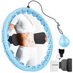 Infinity Weighted Hoop with Sweat Belt,Weighted Hula Hoop for Adults Weight Loss,Smart Waist Exercise Ring Infinity Fitness Hoop Plus Size,Waist Trimmer Workout Equipment for Women (Steady Blue)