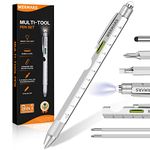 Mens Gift for Him, Gifts for Men, 9 in 1 Multitool Pen, Christmas Gadgets Gifts for Dad from Kids, Birthday Gift Ideas for Men,Gifts for Adults Husband, Boyfriend, Grandpa（Silver