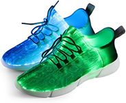 Shinmax Fiber Optic LED Shoes, Light Up Shoes for Women Men USB Charging Flashing Luminous Trainers for Festivals, Christmas, Halloween, New Year Party White