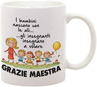 fashwork Tazza Maestra Grazie Maestra - i bambini nascono con le ali, gli insegnanti insegnano a volare Mug in ceramica 11 Oz idea regalo