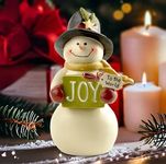 MeritMode Christmas Snowman Holding Joy Letter Sign Statue - 4.33" H Snowman Xmas Decor Indoor and Outdoor, Resin Snowman Figurines for Home Decor, Ideal Gift for Lovers, Family and Friends
