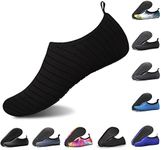 Water Shoes for Women Quick-Dry Aqua Socks Men Barefoot Shoes Swim Beach Accessories Slip-On Yoga Surf Aquatic Sports, 01-black, 7.5-8.5 Women/6-7 Men