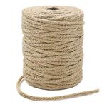 3.5mm Thick Garden Twine String, 61M Braided Jute Twine for DIY Crafts, Gift Wrapping, Bundling Packing and Gardening (Brown)