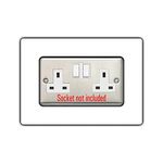 Double Socket Surround, Square Acrylic Back Panel Finger Plate, Decorative Frame for Neat and Tidy Finish, Font Colour:White