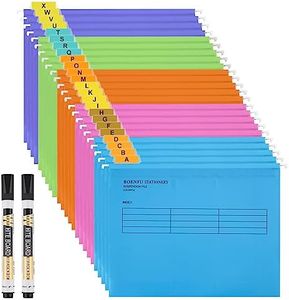 Plastic Colored Hanging File Folder with Tab, 2 Markers, Letter Size, 24 Pack Hanging Organizer File Folder for Home, School or Work