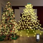 VIL Christmas Tree Decorative Mini Lights, 8.2Ft 16 Line 448 LED Green Wire Fairy Starry String Lights Plug in, 8 Lighting Modes, for Indoor Outdoor Xmas Tree Wedding Party Decoration (Warm White)