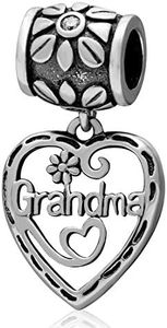 925 Sterling Silver Love Grandma Charm Heart Charm Flower Charm Birthday Charm Anniversary Charm for Pandora Charms Bracelet