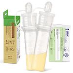 haakaa Colostrum Collector Reusable Silicone Colostrum Collector for Breastfeeding to Collect, Feed & Store, Ready-to-Use Set (0.1oz/4ml, 2 PK)