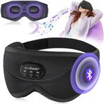 LC-dolida Bluetooth Sleep Mask with Headphones,Plane Travel Essentials with 38 Soothing Sounds, Wireless Sleep Headphones, 200% Light Blocking Sleep Mask Blackout with Travel Bag & 2 Sleep Earplugs