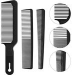 3 Pieces Men Barber Comb Set Taper Hair Cutting Flat top Clipper Flattop Barberology Comb Heat-Resistant Fiber Comb for Men Women