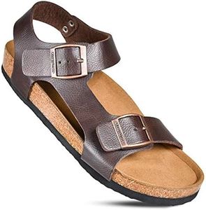AEROTHOTIC Women's Arch Support Ankle Strap Sandal (Brown, 8)