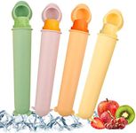 haakaa Food Grade Silicone Ice Pop Mould with Lids BPA Free Reusable Baby Popsicle Molds for Kids,for Fresh Fruit,Snacks,Popsicle,Yogurt Sticks,3.5oz 100ML,4 Colors,Set of 4