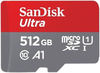 SanDisk 512GB Ultra microSDXC Card + SD Adapter up to 150 MB/s with A1 App Performance, UHS-I, Class 10, U1, Black (SDSQUAC-512G-GN6MA)