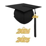 Herrenbek Matte Adult Graduation Cap with 2023 Tassel Unisex Adjustable Graduation Cap, Black, One Size-Medium