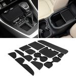 Auovo 3D Cup Holder Insert Liners Compatible with Toyota RAV4 Accessories 2025 2024 2023 2022 2021 2020 2019 Car Custom Anti Dust Mats Center Console Door Pocket Pads 13-pc Set (Black Trim)