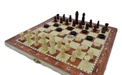 Shine 3 IN 1 Natural Wooden Folding Chess/Checkers/Backgammon Game with Staunton Pieces