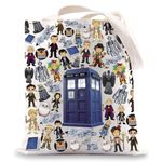 BWWKTOP Dr Who Tote Bag William & Patrick Doctor Series Fans Gift Police Box Shoulder Bag For TV Show Fans, Dr Who, One Size