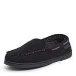 Dearfoams Men's Moccasin with Whipstitch Slipper, Black, X-Large UK