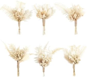 6PCS Mini Boho Dried Flower Bouquet Dried Flowers Small Bouquets Mini Natural Real Plants for Wedding Table Centerpieces Gift Box Cake Bottle Decor Home Vase Decorations DIY Craft (03)