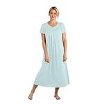 Miss Elaine Women's Plus-Size Tricot Long Nightgown, Sea Foam, 3X