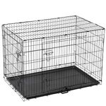 Dog Crate Large Size Dog Puppy Pet Cage with 2 Doors (Front & Side), Dog Crate with Removal Tray,Folding Metal Pet Dog Puppy Training Cage Crate for Dogs (Large 36")