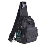 G4Free Tactical EDC Sling Bag, Military Sport Shoulder Backpack Crossbody Daypack Satchel for Hiking Hunting Trekking Fishing(Black)