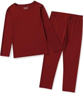Jimonda Toddler Kids Girls Boys Pajamas Sets Soft Comfy Jammies Tencel Solid Raglan Sleepwear Pajamas Pjs 2pcs Set 18M-8Y (Red-18-24m)