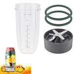 Blender Cup and Blade Replacement Parts, 32oz Juicer Cup and Extractor Blade Come with 2 Rubber Gaskets, Fit for NutriBullet High-Speed Blender/Mixer System 600W/900W Series