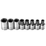 Powerbuilt 8 Piece 1/4" Dr. SAE Spline Socket Set with Storage Tray - 642053, Silver