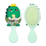 PALAY® Hair Brush for Kids Cartoon Dinosaur Toddler Paddle Hair Brush Kids Comb Mini Hair Brush with Soft Bristle and Air Cushion Hair Brush for Girls, Boys, Women - Green