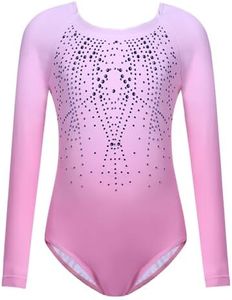 Zaclotre Kid Girls Gymnastic Leotard Long Sleeve Color Gradient Sparkly Ballet Dance One Piece Outfit 150(7-8Y)