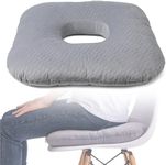 Hshbxd Donut Pillow for Tailbone Pain Relief, Wheelchair Cushion for Hemorrhoids and Bed Sores, Pregnancy, Donut Pillow Suitable for Office, Long Travel, Car and Home Sofa (Light Gray-Diagonal Grid)