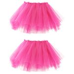 EASTBUDDY 2 Pack Tutu Skirt Women Elastic 5 Layered Adult Tutu Tulle Skirt Running Christmas Halloween Costume Dance Skirts Rose