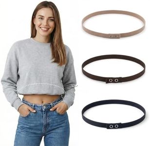 ECIFEE 3 Pcs Women Adjustable Crop Tuck Band, Elastic Waist Band for Tucking Shirts & Sweaters, Invisible Shirt Cropping Belt,Black & Khaki & Cocoa