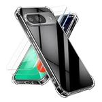 kalibri Case Compatible with Google Pixel 9 Cover - Soft Smartphone Case - with 2X Tempered Glass Screen Protectors - Transparent