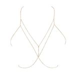 EUPSIIU Gold Body Chain, Sexy Bikini Nightclub Body Chain, Boho Layered Bra Body Chain, Harness Body Chain, Fashion Simple Sexy Belly Body Chain Necklace for Women and Girls (Gold)