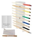 Drumstick Display Rack, Holder for 10 Pair of Sticks, Wall Mount or Standing, Drumstick Collection Accessories, Gift for Drummer, Concert Memorabilia, Includes Removable Labels