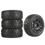 NEEBRC 4PCS 76mm/2.99inch RC Rally Car Tyres 12mm Hex Hub Rubber Tires & Plastic Wheel Rims for 1/16 1/14 1/12 1/10 RC Off Road Buggy On-Road Touring Car (Wheel Rims*B and Tires)