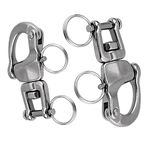 2Pcs Marine Swivel Snap Shackle， 316 Stainless Steel Quick Release Diving Clips Swivel Snap Hook for Sailboat Spinnaker Halyard Yacht (Length:87mm)