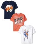 The Children's Place Boys' Short Sleeve Graphic T-Shirt 3-Pack, Epic/Basketball/Ball Multi, 5-6