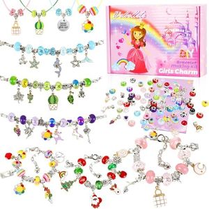 Charm Bracelet Making Kit for Girls, 126Pcs Kid's Jewellery Making Kits, DIY Jewelry Making Supplies with Bracelets Beads, Birthday Christmas Art Crafts Gifts Set for Teens Girls Age 6-12